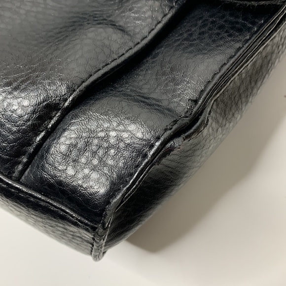 Relic | Black Leather Gold Accented Heavy Duty Crossbody Bag | Business Satchel - Picture 7 of 13